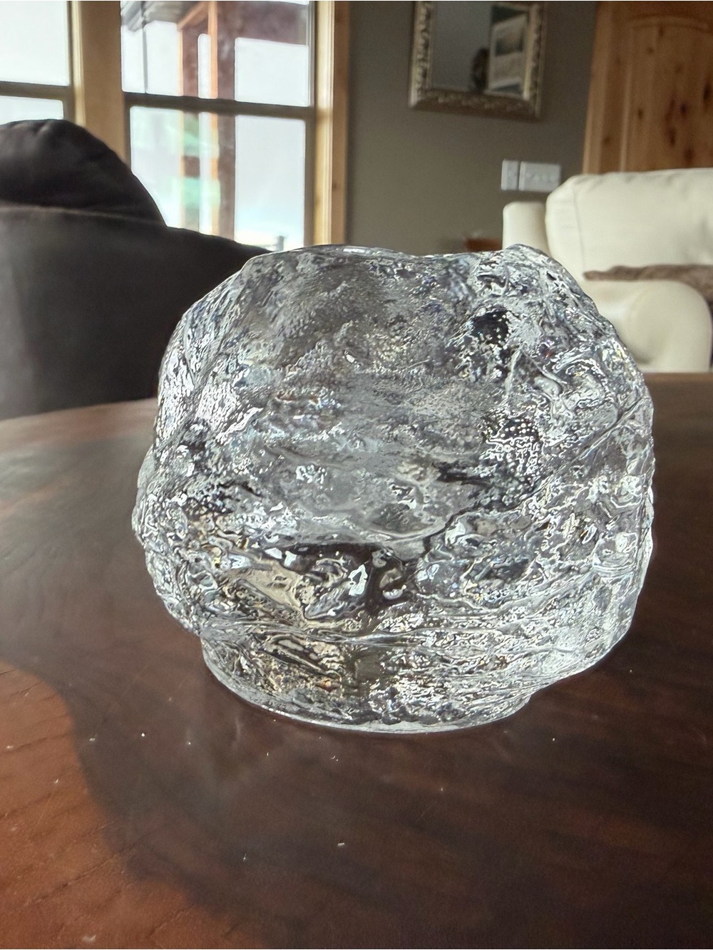 KOSTA BODA SNOWBALL Candle Holder Glass Crystal Votive